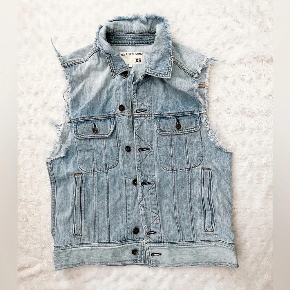 RAG & BONE Distressed Frayed Denim Vest